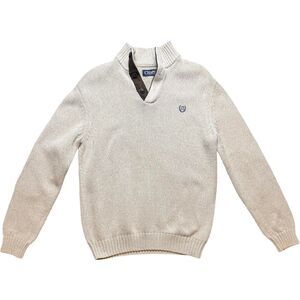 Chaps Men's Grey and Cream Jumper